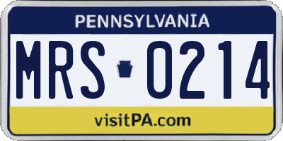 PA license plate MRS0214