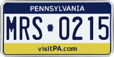 PA license plate MRS0215