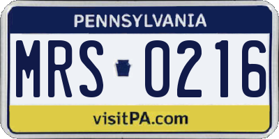 PA license plate MRS0216