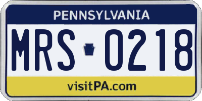 PA license plate MRS0218