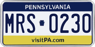 PA license plate MRS0230