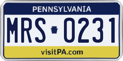 PA license plate MRS0231