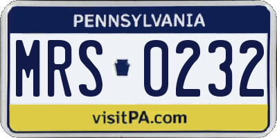 PA license plate MRS0232