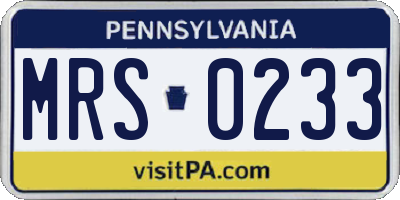 PA license plate MRS0233