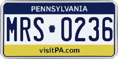 PA license plate MRS0236