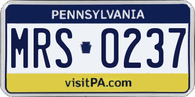 PA license plate MRS0237