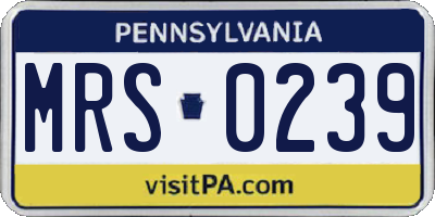 PA license plate MRS0239