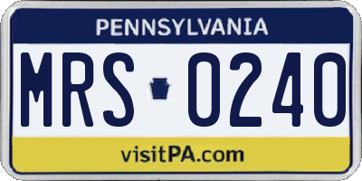 PA license plate MRS0240