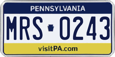PA license plate MRS0243