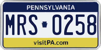 PA license plate MRS0258