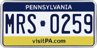 PA license plate MRS0259