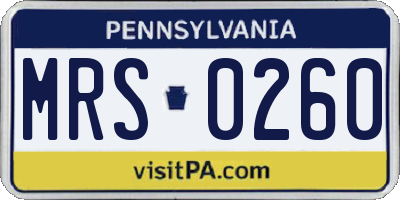 PA license plate MRS0260