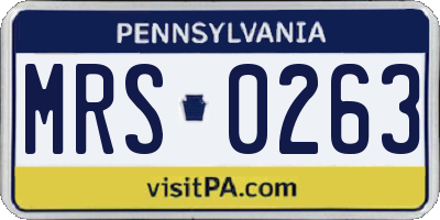 PA license plate MRS0263