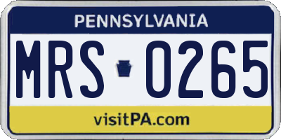 PA license plate MRS0265