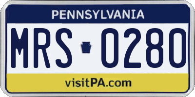 PA license plate MRS0280