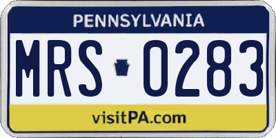 PA license plate MRS0283