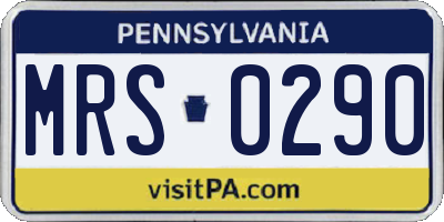 PA license plate MRS0290