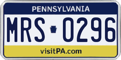 PA license plate MRS0296
