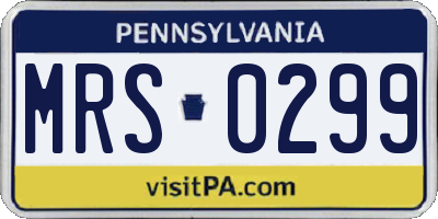 PA license plate MRS0299