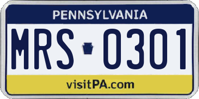 PA license plate MRS0301