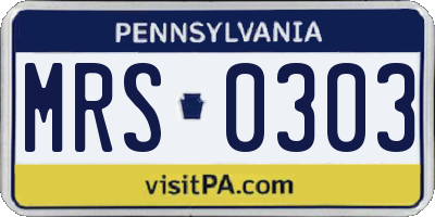 PA license plate MRS0303