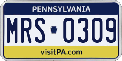 PA license plate MRS0309