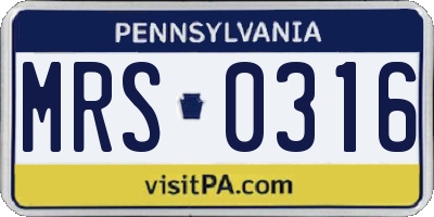 PA license plate MRS0316
