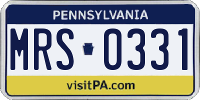 PA license plate MRS0331
