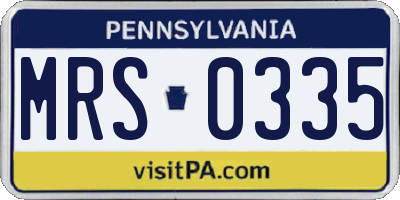 PA license plate MRS0335