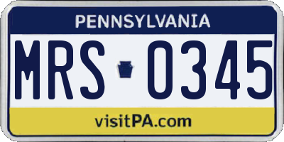 PA license plate MRS0345
