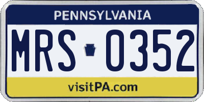 PA license plate MRS0352