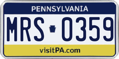 PA license plate MRS0359