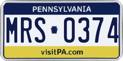 PA license plate MRS0374