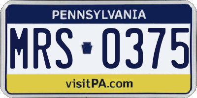 PA license plate MRS0375