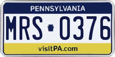 PA license plate MRS0376