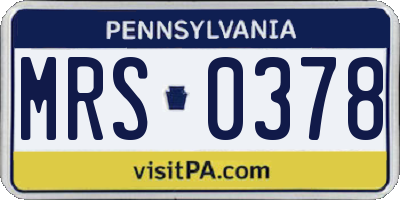 PA license plate MRS0378