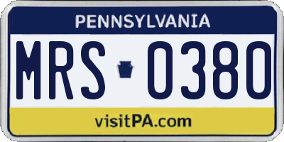 PA license plate MRS0380