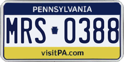 PA license plate MRS0388
