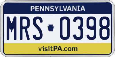 PA license plate MRS0398