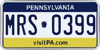 PA license plate MRS0399