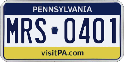 PA license plate MRS0401