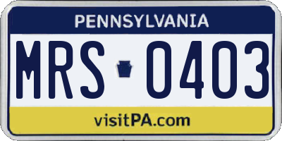 PA license plate MRS0403