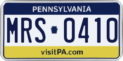 PA license plate MRS0410