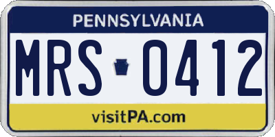 PA license plate MRS0412