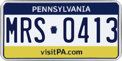 PA license plate MRS0413