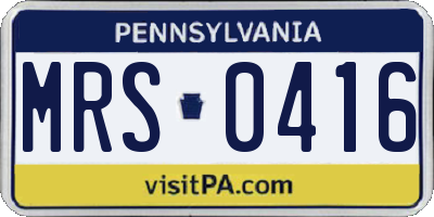 PA license plate MRS0416
