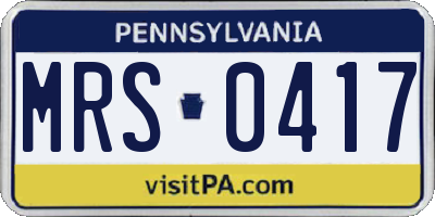 PA license plate MRS0417