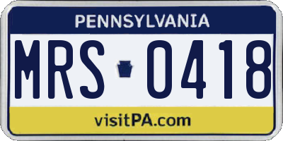 PA license plate MRS0418