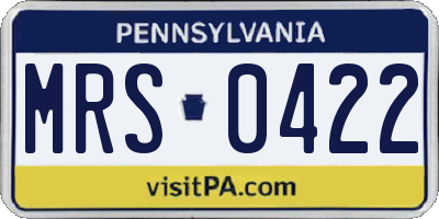 PA license plate MRS0422