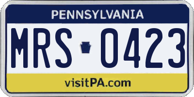 PA license plate MRS0423